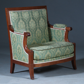 Empire bankje + 2 zetels incl  bekleding naar wens massief mahonie ca 1810 (No.281425)
