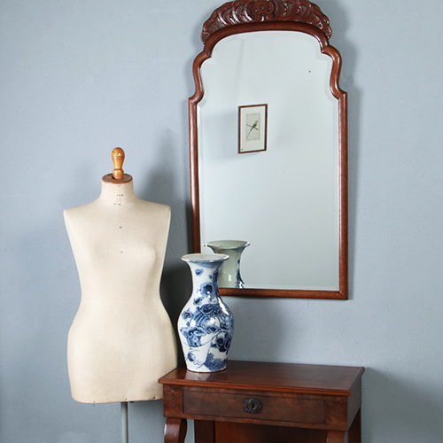 Grote Hoge Soester spiegel met facet en gestoken kroontje ca 1890 (No.290809) - 1,11 m Hoog.