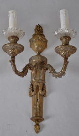 Antieke verlichting / Stel vergulde bronzen wandlampen rond 1900 (No.9152)
