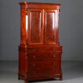 Antieke kast / Zeer uitzonderlijk een klein Willem III kabinet Hollands ca. 1860 mahonie (No.692449)