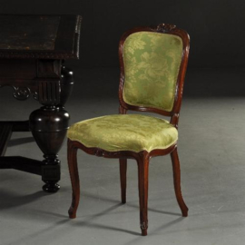 Antieke stoelen / 1 Rococo eetkamerstoel in mahonie ca. 1755 met zijdedamast (No.210852)