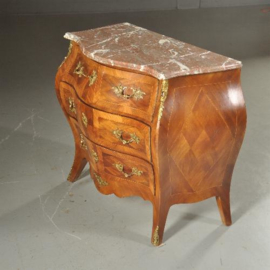 Antieke kast / Gebombeerde commode in notenhouten met brons ca. 1925 (No.502853)