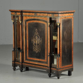 Antieke kast / Victoriaanse credenza ca. 1870 in ebben- en notenhout en spiegelpanelen (No.450216)