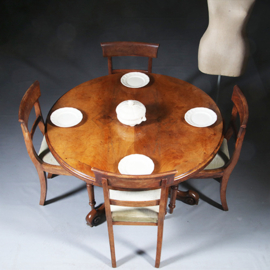 Ronde tilttop Victoriaanse eetkamertafel in wild noten ca 1860 (No.281415)