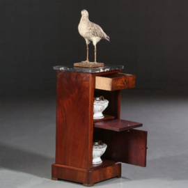 Antieke kast / Hollands nachtkastje met lade klep en deurtje ca. 1825 bloemmahonie (No.610952)