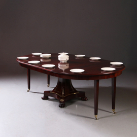 Empire coulissetafel ca 1810  in mahonie met bloemmahonie op sluierpoot met veel brons beslag (No.962670)