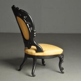 Antieke stoelen / Salonstoel in zwart gepolitoerd mahonie Willem III ca. 1875 (No.380960)