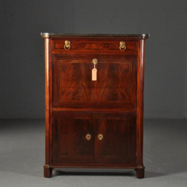 Antieke bureaus / kapitale klepsecretaire ca. 1845 bloemmahonie aan drie zijde (No.490149)