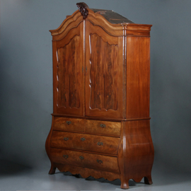 Blond mahonie gebogen kabinet  met bloemmahonie panelen ca 1840 [No.843058)