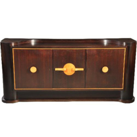 Antieke kast / Dressoir met bar achter de middelste deur ca. 1955 palissander en wenge (No.451943)