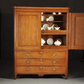 Antieke kast / Blond eikenhouten Hollands Louis Seize kabinet ca. 1790 (No.450215)