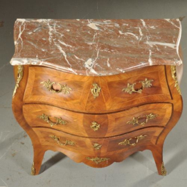 Antieke kast / Gebombeerde commode in notenhouten met brons ca. 1925 (No.502853)