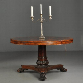 Antieke tafels / Ronde palissander eetkamertafel ca. 1825 met tilttop-mechaniek (No.380958)