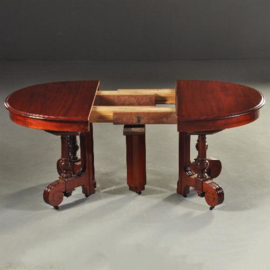 Antieke tafel / Mahonie coulissetafel ca. 1860 een blikvanger van ruim 4 m. lang (No.180409)