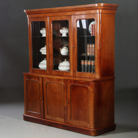 Antieke kasten / Victoriaanse kleine boekenkast servieskast met 6 deuren ca 1865  mahonie (No.891500)