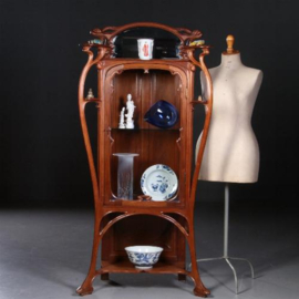 Antieke kast / Art Nouveau vitrinekast met plateaus, mahonie ca. 1900 (No.720941)