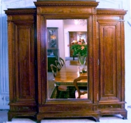 Antieke Kast / Grote Garderobekast met spiegeldeur ca. 1880 (No.7780)