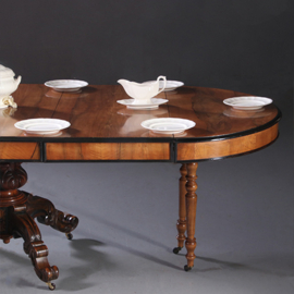 Lange eetkamertafel wortelnoten Willem III ca 1875 permanente lengte [No.212825)