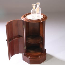 Cilindrisch nachtkastje of barretje mahonie met marmer 1860 (No.941875)