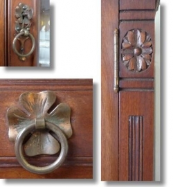 Antieke kast / Buffetkast / Boekenkast / servieskast mahonie met facet geslepen glas (No77157)