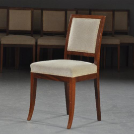 Antieke stoelen / stel van 14 strakke mahonie eetkamerstoelen stoelen ca. 1880 incl bekleding naar wens (No.411565)