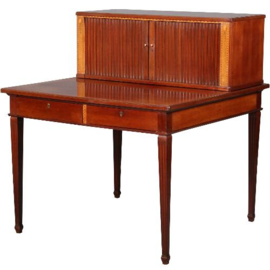 Antieke mahonie werktafel in Louis Seize stijl ca. 1890 met 2 grote laden en een opzetkast (No.762411)