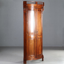 Antieke kast / Hoekkast kwartrond Neoclassicisme ca. 1790 in mahonie met brons (No.591042)