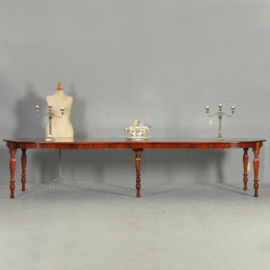 Antieke tafel / Franse coulissentafel ca. 1870 in mahonie 3,65 m lang (No.200848)