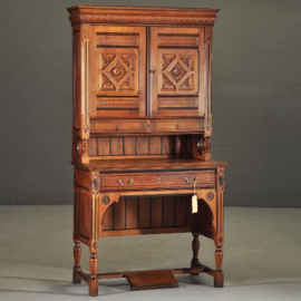 Antieke bureaus / Buro-bookcase in notenhout met zwarte accenten ca. 1890 (No.210859)