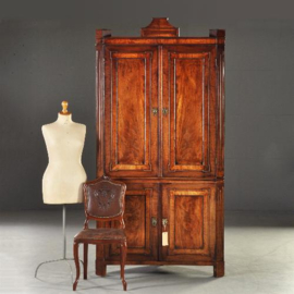 Antieke kast  +/ Hollands mahonie 4-deurs Louis Seize hoekkabinet ca. 1790 (No. 191511)