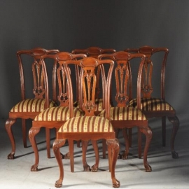 Antieke stoelen / Set van 6 mahonie eetkamerstoelen met fijne brede zittingen ca. 1910 incl. (No.763291)