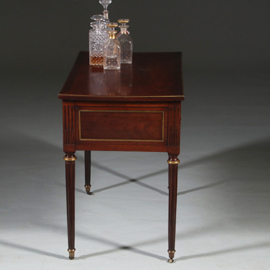 Hollandse Lodewijk XVI wandtafel als schenktafel in mahonie met verguld messing (No.260665)