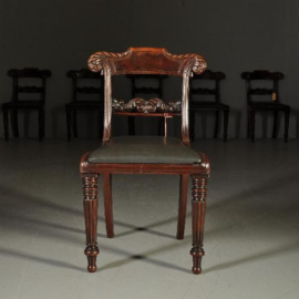 Antieke stoelen / Stel van 6 Vicoriaanse stoelen ca. 1850 mahonie (No.332031)