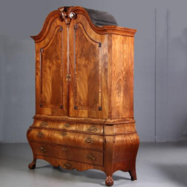 Antieke kast / Reusachtig Hollands Louis Seize kabinet ca.1770 in blond bloemmahonie (No.670421)