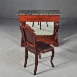 Antieke bijzettafels / wandtafel / Trumeau ca. 1830 met groen geaderd marmer (No.101742)