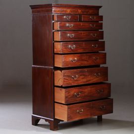 Antieke ladenkasten / Chest on Chest / Tallboy ca. 1790 in mahonie met bureau (No.910661)