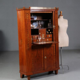 Antieke kast / Secretaire / escritoire / Drankkabinet / in satijnhout ca. 1790 jalousiedeur (No.641553)