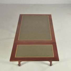 Antieke tafel / werktafel / eettafel  270 X 95 mahonie ca. 1910 met groen inleg  (No.370551)