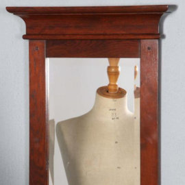 Antieke spiegel / Rechthoekige eikenhout gepende lijst met facet geslepen spiegel ca. 1920 (No. 652658)