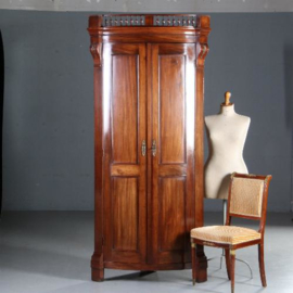 Antieke kast / Hoekkast kwartrond Neoclassicisme ca. 1790 in mahonie met brons (No.591042)