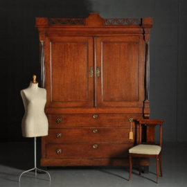 Antieke kast / Hollands  "Hekjes kabinet" ca. 1820 gezwarte zuilen en brons beslag. (No.421355)