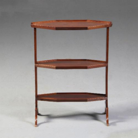 Antieke bijzettafels / kleine etagère "lang gerekte 6-kant"  ca. 1800 Mahonie met essen en hulst (No.691746)