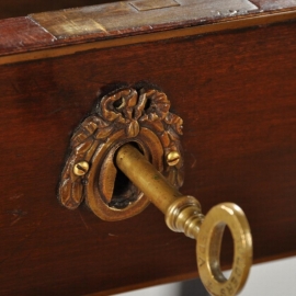 Antieke bureaus / dames-schrijftafel / wandtafel met een lade en groen ingelegd schrijfvlak (No.522231)