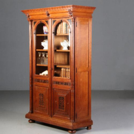 Antieke kast / Hollandse neorenaissance  boekenkast  ca. 1870  eiken met ebben (No.532754)