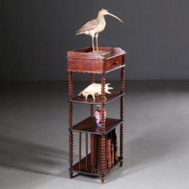 Antieke bijzettafels / Hollandse Willem III etagere 1870 met lade en bladmuziekvakken in palissander  (No.652652)