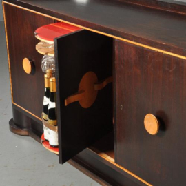 Antieke kast / Dressoir met bar achter de middelste deur ca. 1955 palissander en wenge (No.451943)