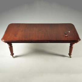 Antieke tafel / Engelse windout table / Coulissentafel jaren . 2,5 m lang massief mahonie   (No.990611)