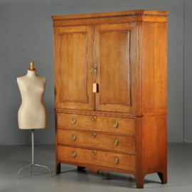 Antieke kast / Blond eikenhouten Hollands Louis Seize kabinet ca. 1790 (No.450215)