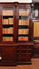 Antieke kast / Breakfront mahonie ca. 1860 Victoriaanse boekenkast (No.77144)