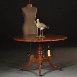 Antieke tafel / Kleine ronde blond mahonie eetkamertafel ca. 1860 met tilttop-mechaniek (No.472849)